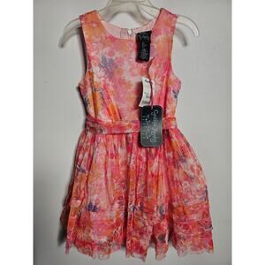 Cynthia Rowley Girl's Pink Floral Lined Sleeveless Formal Dress Size 6 NWT